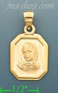 14K Gold Virgin Mary Stamped Charm Pendant - Click Image to Close