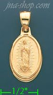 14K Gold Virgin of Guadalupe Stamped Charm Pendant - Click Image to Close