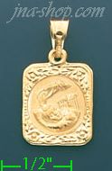 14K Gold Baptism Stamped Charm Pendant - Click Image to Close