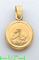 14K Gold Baptism Hollow & Stamped Charm Pendant - Click Image to Close