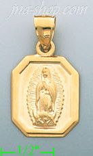 14K Gold Virgin of Guadalupe Stamped Charm Pendant - Click Image to Close