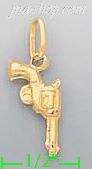 14K Gold Pistol Revolver Italian Charm Pendant - Click Image to Close