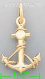 14K Gold Anchor w/Rope Italian Charm Pendant - Click Image to Close