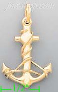 14K Gold Anchor w/Rope Italian Charm Pendant - Click Image to Close