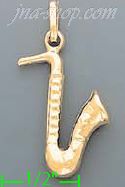 14K Gold Saxophone Charm Pendant - Click Image to Close