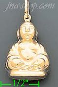 14K Gold Buddha Italian Charm Pendant - Click Image to Close