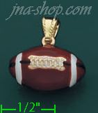 14K Gold 3D Football Enamel Charm Pendant - Click Image to Close