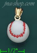 14K Gold 3D Baseball Enamel Charm Pendant - Click Image to Close