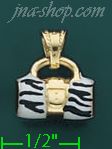 14K Gold 3D Zebra Purse Enamel Charm Pendant - Click Image to Close