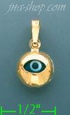 14K Gold Evil Eye Charm Pendant - Click Image to Close