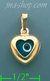 14K Gold Evil Eye Heart Charm Pendant - Click Image to Close