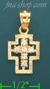 14K Gold Cross Charm Pendant - Click Image to Close