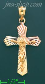 14K Gold Cross Crucifix Charm Pendant - Click Image to Close