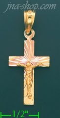 14K Gold Cross Crucifix Charm Pendant - Click Image to Close