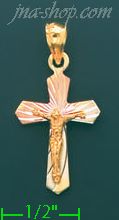 14K Gold Cross Crucifix Charm Pendant - Click Image to Close