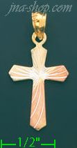 14K Gold Cross Charm Pendant - Click Image to Close