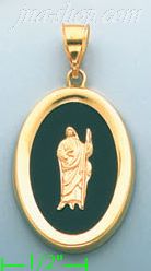 14K Gold Saint Jude Onyx Charm Pendant - Click Image to Close