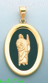 14K Gold Saint Jude Onyx Charm Pendant - Click Image to Close