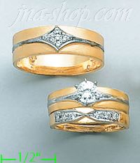 14K Gold CZ Wedding Set Rings - Click Image to Close