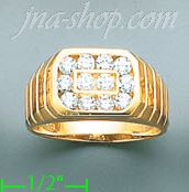 14K Gold High Polished Men's CZ Ring - Click Image to Close