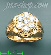 14K Gold High Polished Men's CZ Ring - Click Image to Close