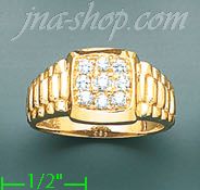 14K Gold High Polished Men's CZ Ring - Click Image to Close