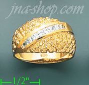 14K Gold High Polished Men's CZ Ring - Click Image to Close