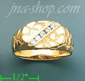 14K Gold High Polished Men's CZ Ring - Click Image to Close