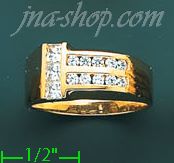 14K Gold High Polished Men's CZ Ring - Click Image to Close