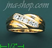 14K Gold High Polished Men's CZ Ring - Click Image to Close