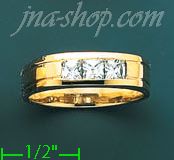 14K Gold High Polished Men's CZ Ring - Click Image to Close