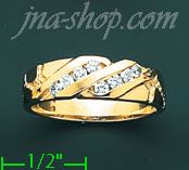 14K Gold High Polished Men's CZ Ring - Click Image to Close