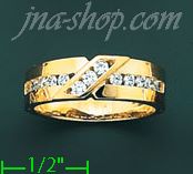 14K Gold High Polished Men's CZ Ring - Click Image to Close