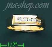 14K Gold High Polished Men's CZ Ring - Click Image to Close