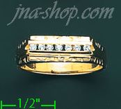 14K Gold High Polished Men's CZ Ring - Click Image to Close