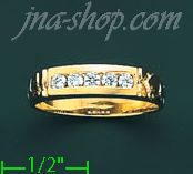 14K Gold High Polished Men's CZ Ring - Click Image to Close