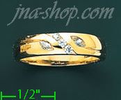 14K Gold High Polished Men's CZ Ring - Click Image to Close