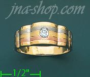 14K Gold CZ Couple's Ring - Click Image to Close