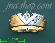 14K Gold CZ Couple's Ring - Click Image to Close