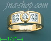 14K Gold CZ Couple's Ring - Click Image to Close