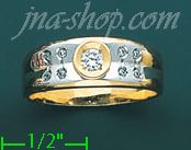 14K Gold CZ Couple's Ring - Click Image to Close