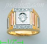 14K Gold CZ Couple's Ring - Click Image to Close