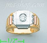 14K Gold CZ Couple's Ring - Click Image to Close