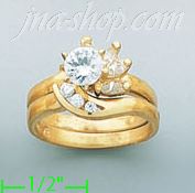 14K Gold High Polished Ladies' CZ Ring - Click Image to Close