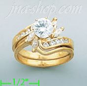 14K Gold High Polished Ladies' CZ Ring - Click Image to Close