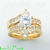 14K Gold High Polished Ladies' CZ Ring - Click Image to Close