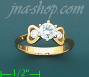 14K Gold High Polished Ladies' CZ Ring - Click Image to Close