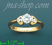 14K Gold High Polished Ladies' CZ Ring - Click Image to Close