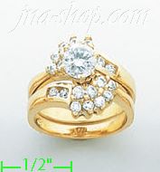 14K Gold High Polished Ladies' CZ Ring - Click Image to Close