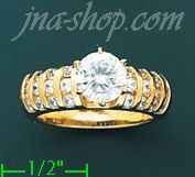 14K Gold High Polished Ladies' CZ Ring - Click Image to Close